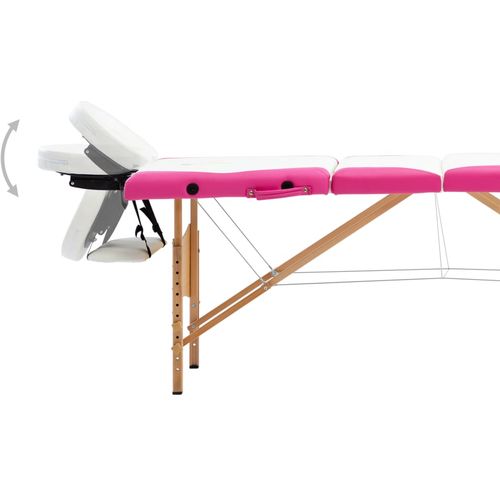 Sklopivi masažni stol s 4 zone drveni bijelo-ružičasti slika 15