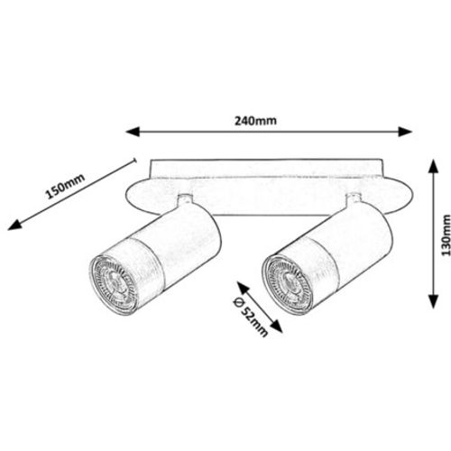 Rabalux Zircon, unutrašnja metalna zidna lampa, GU10 2x slika 2