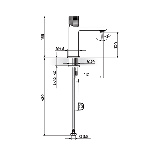 Rosan S.2 BLACK - GOLD Baterija za lavabo - hladna voda slika 2