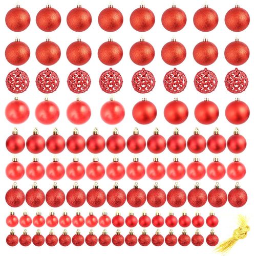 Set božićnih kuglica 100 komada 3/4/6 cm crveni slika 39
