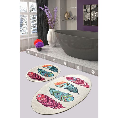 Feather DJT Multicolor Bathmat Set (2 Pieces) slika 1