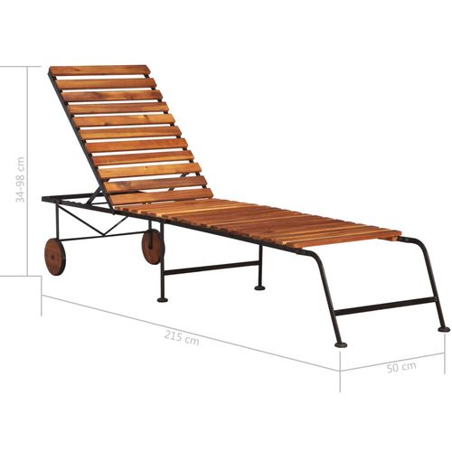Ležaljka za sunčanje od bagremovog drva s čeličnim nogama slika 29