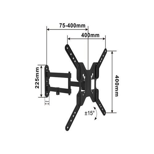 Alpha 17-55 LONG ARM Nosač za TV/nagib-15 do+15/rotac.180/VESA 400X400/30kg/75-400mm slika 1