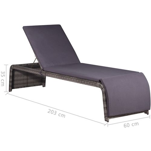 Ležaljka za sunčanje sa stolićem od poliratana siva slika 33
