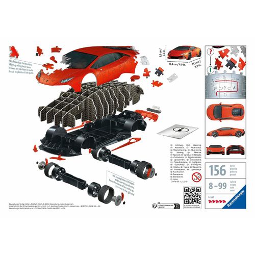 3D Puzzle Ravensburger Lamborghini 25 cm Automobil 108 Dijelovi slika 2