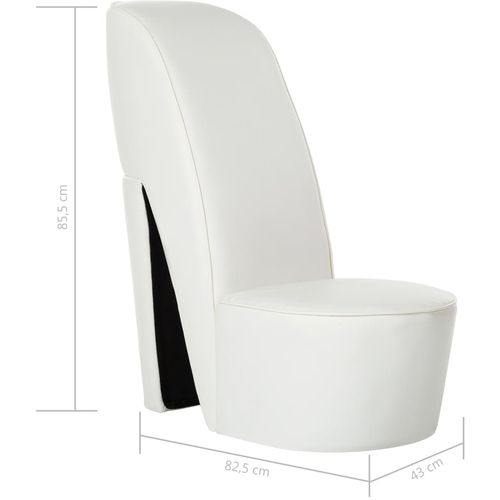 Stolica u obliku visoke pete od umjetne kože bijela slika 28