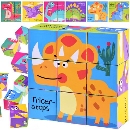 Set puzzle kocki s dinosaurima - 6 slika slika 1