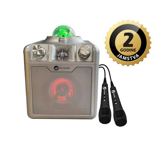 N-Gear karaoke Disco STAR 710, 50W, LED svjetla, LASER, 2*žič mikrofon, srebrni slika 1