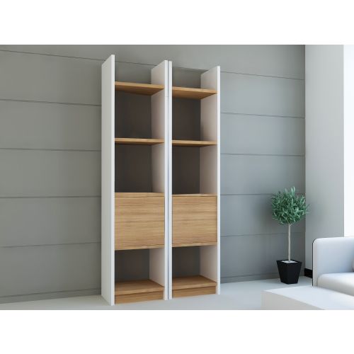 Woody Fashion Polica za knjige, Esbi 102 - White, Teak slika 3