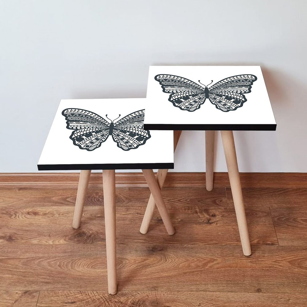Nesting stolovi 2Shp12 - (2 komada) - boje: crna, bijela slika 1