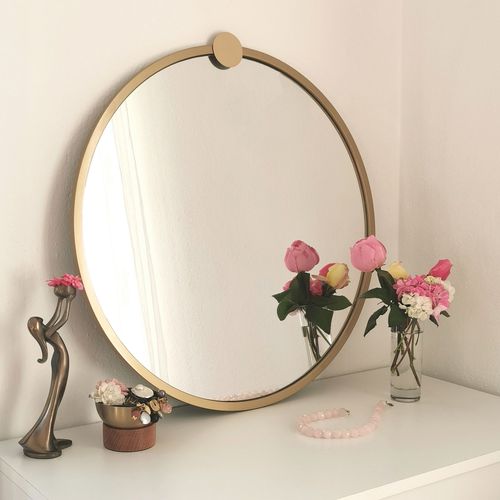 Gold Metal Çerçeve Yuvarlak Ayna A708 Gold Mirror slika 2