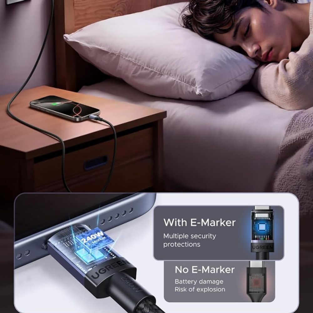 USB-C na USB-C kabel UGREEN L532- 240 W - 2 m- sivi slika 5