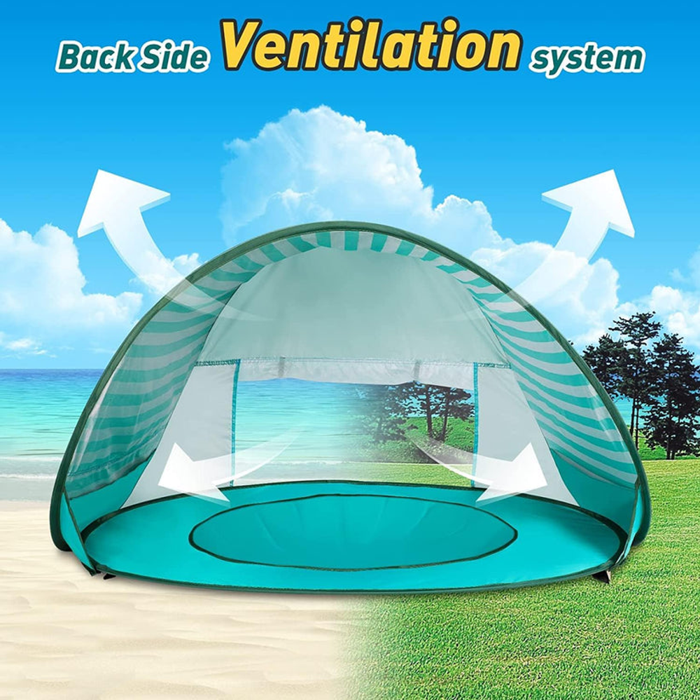 Dečiji šator za igru KINDER HOME sa UV zaštitom 50+ – lagan i sklopiv, za plažu i baštu, 120×80×70 cm slika 7