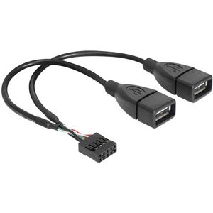 Delock USB kabel USB 2.0 8 polni konektor za stupove, USB-A utičnica 0.20 m crna UL certificiran 83292