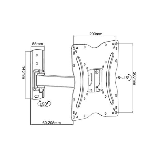 Xstand TV Arm short 17-42 Nosač za TV/nagib-15 do +5/rot.180/VESA 200x200/25kg/6-20,5cm  slika 4