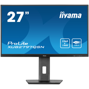 IIYAMA LED XUB2797QSN-B1 Monitor 27" IPS 2560 x 1440 @100Hz 250 cd/m² 1300:1 1ms HDMI DP 4xUSB Hub, USB-C 65W RJ45 height, swivel, tilt, pivot (rotation both sides)