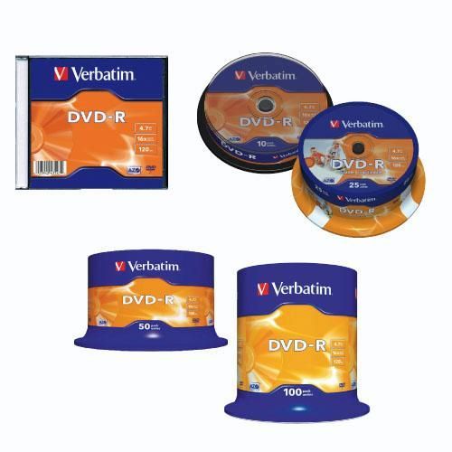 DVD-R Verbatim 4,7 GB/120 min 16x, spindle, 100/1, 43549 slika 2