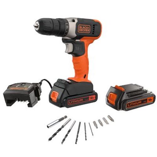 Black & Decker Aku bušilica odvijač 18V 2xbatrija 1.5A + set pribora + kofer BCD001KBA10 slika 1