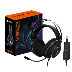 Gigabyte AORUS H1 Gaming Headset, Virtual 7.1 Channel Support, 50mm Drivers, RGB Lighting