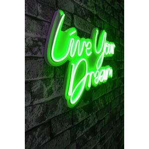 Wallity Ukrasna plastična LED rasvjeta, Live Your Dream - Green