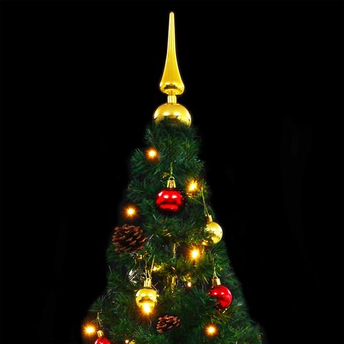 Umjetno božićno drvce ukrašeno s kuglicama i LED žaruljicama 180 cm zeleno slika 10