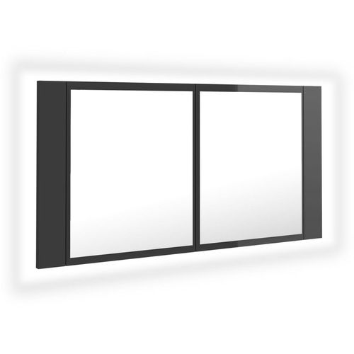 LED kupaonski ormarić s ogledalom sjajni sivi 90 x 12 x 45 cm slika 2