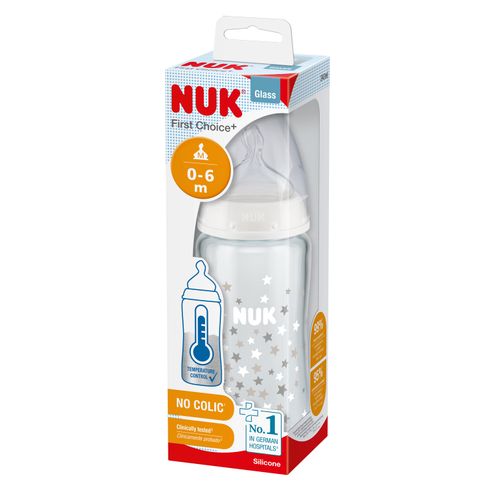 NUK staklena bočica FC+ 240 ml, 0-6 m 10745121 slika 1