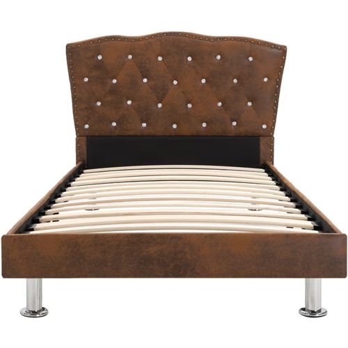 280542 Bed Frame Brown Faux Suede Leather 90x200 cm slika 4
