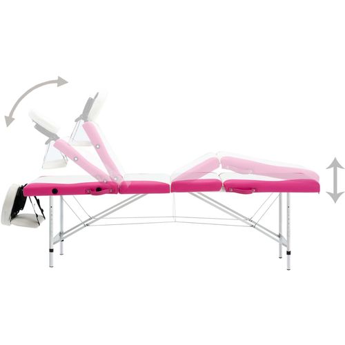Sklopivi masažni stol s 4 zone aluminijski bijelo-ružičasti slika 4