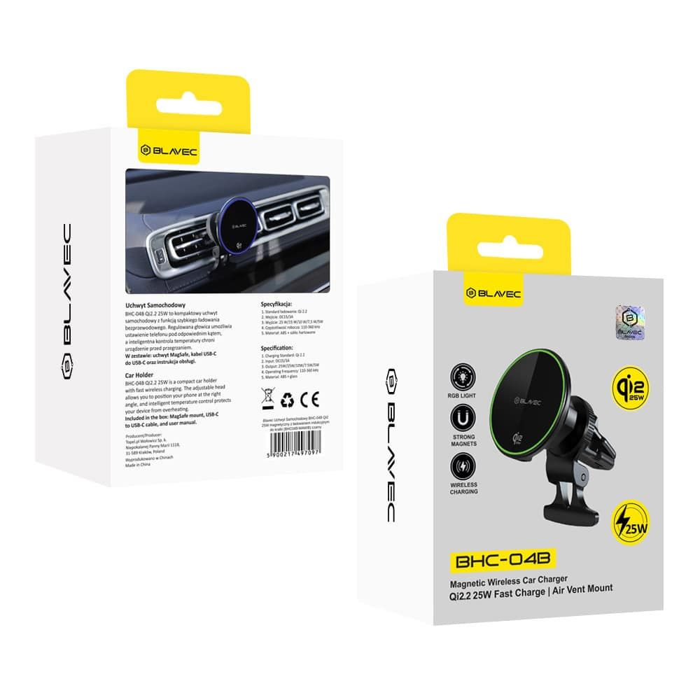 Auto držač Qi2.2 25W magnetski s indukcijskim punjenjem Blavec za ventilacijski otvor slika 4