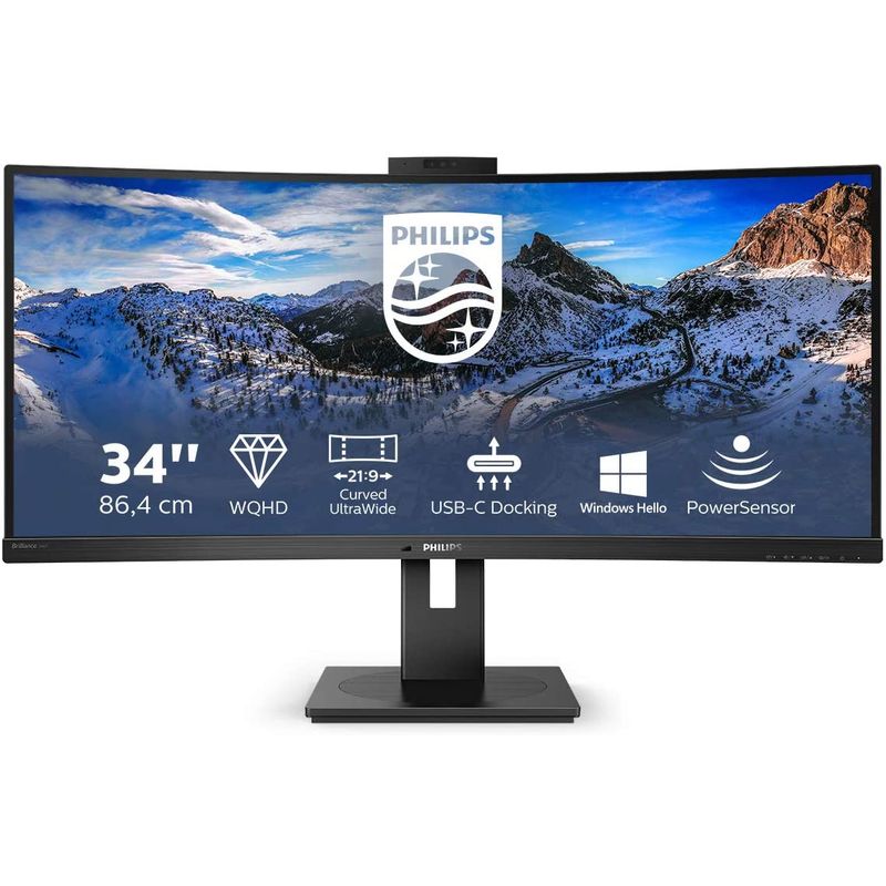 Philips 346P1CRH 34 “UltraWide ukrivljen monitor z USB-C priklopno postajo za prenosnik image