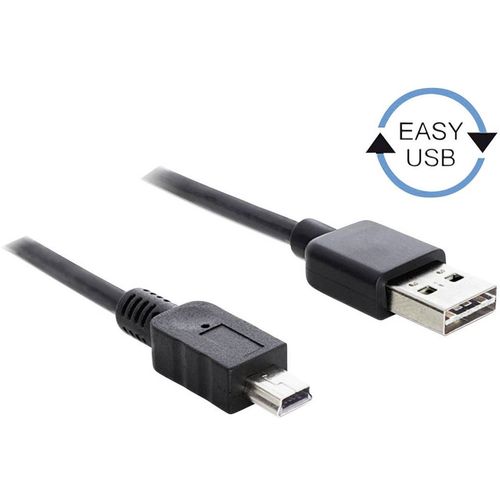 Delock USB 2.0 priključni kabel [1x muški konektor USB 2.0 tipa a - 1x muški konektor USB 2.0 tipa mini b] 3.00 m crna utikač primjenjiv s obje strane, pozlaćeni kontakti, UL certificiran USB 2.0 priključni kabel [1x USB 2.0 utikač A - 1x USB 2.0 utikač Mini-B] 3 m crni pozlaćeni kontakti Delock slika 1