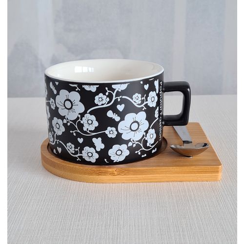 Šolja CYLINDER FLOWERS BLACK C1 - N02 slika 3