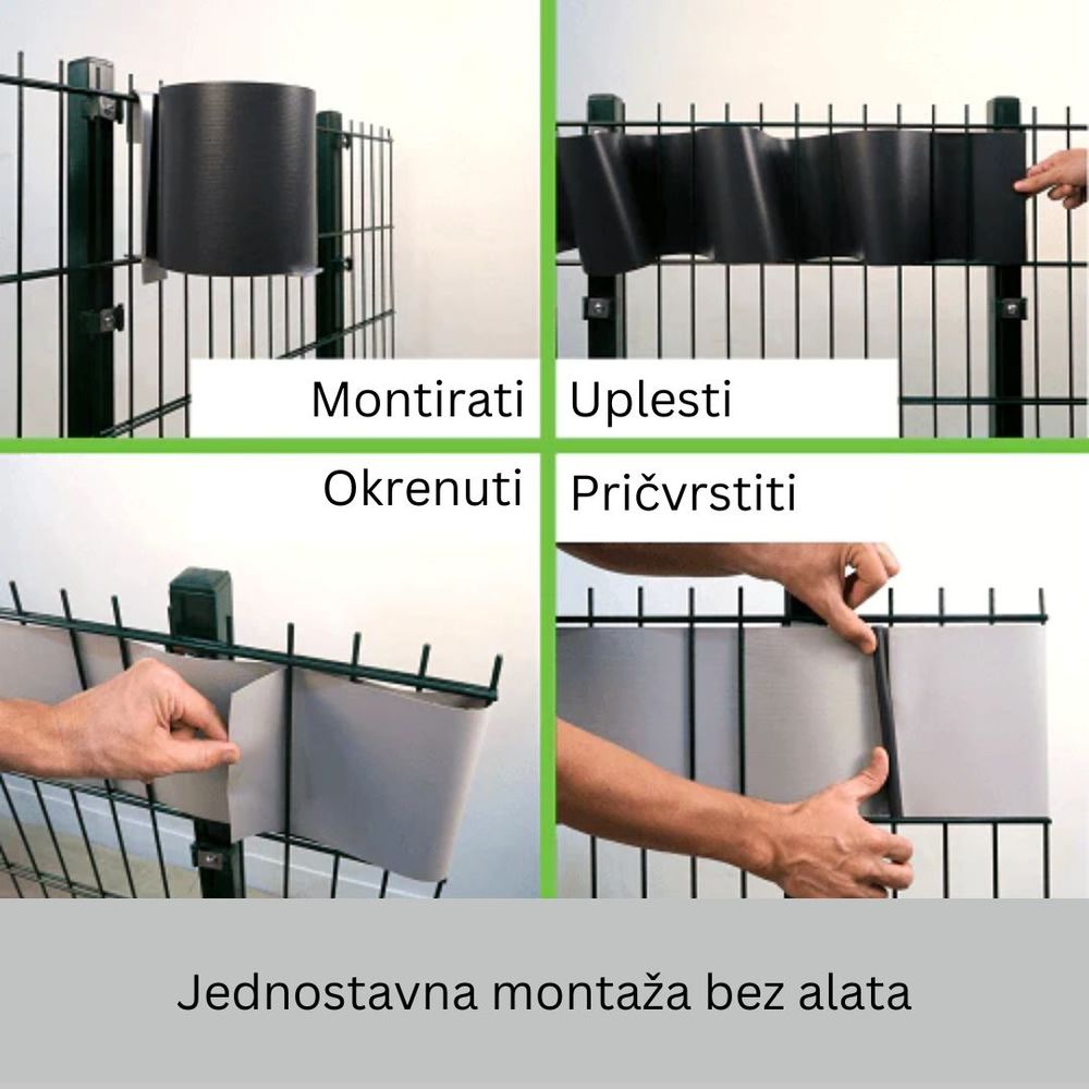 WorkingHouse PVC folija za ograde, 35m x 19cm, 26 zakački, 450 g/m2, zelena slika 4