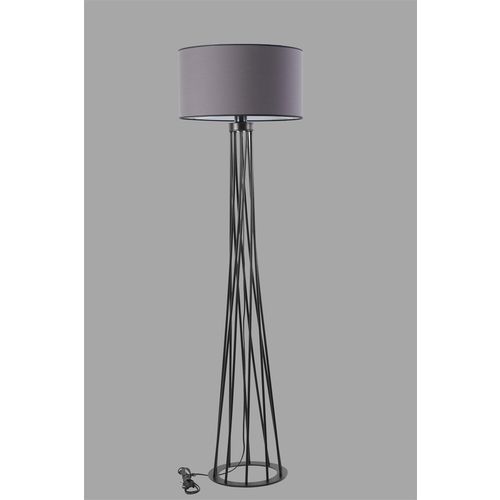 Havin Lambader Siyah Ayak Silindir Koyu Gri Abajurlu Dark Grey Floor Lamp slika 3