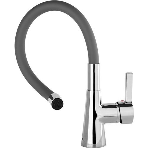 Mješalica za sudoper s fleksibilnom cijevi, jednoručna keramička, tamno siva (4437) slika 2
