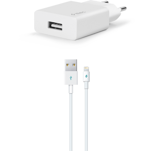 Ttec Punjač Zidni - Output 1xUSB 2,1A - +Lightning cable 1,0m - White slika 1