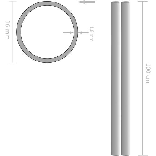 Cijevi od nehrđajućeg čelika 2 kom okrugle V2A 1m Ø 16 x 1,8 mm slika 5