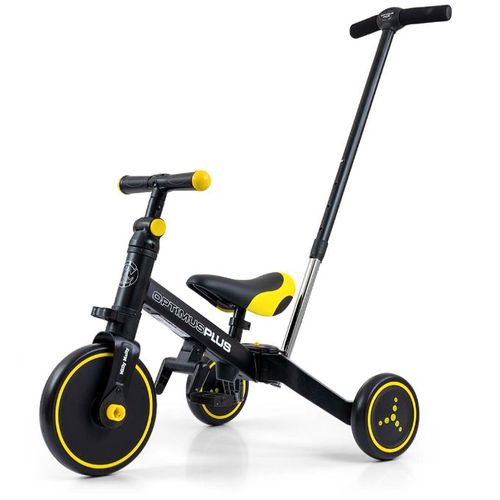 Dječji tricikl guralica 4u1 Optimus Plus crno-žuti slika 1