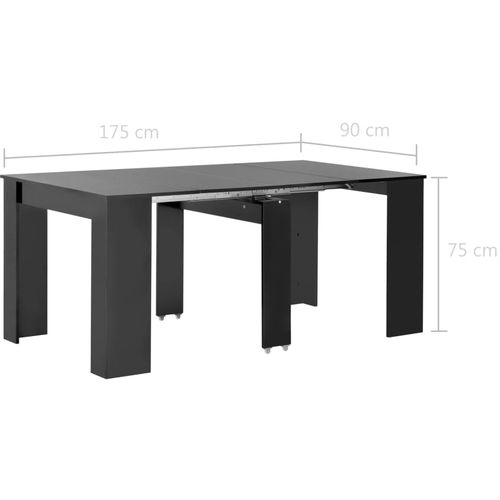 Produživi blagovaonski stol visoki sjaj crni 175 x 90 x 75 cm slika 30