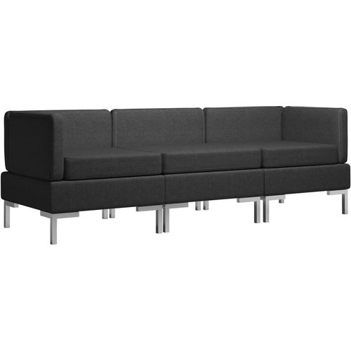 3-dijelni set sofa od tkanine crni slika 19