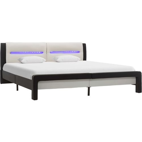 Okvir za krevet od umjetne kože LED crno-bijeli 140 x 200 cm slika 15