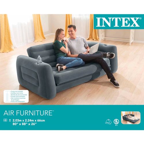 Intex kauč na razvlačenje sivi vinilni slika 2