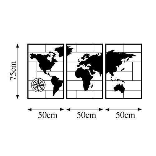 Wallity Metalna zidna dekoracija, World Map slika 5