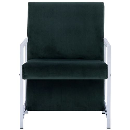 Fotelja s kromiranim nogama tamnozelena baršunasta slika 4