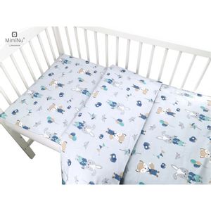 MimiNu posteljina set 2 elem. Bunny and Fox Blue(za krevetić 120x60 cm)