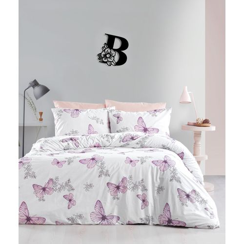 L'essential Maison Butterfly White
Purple Ranforce Double Quilt Cover Set slika 1