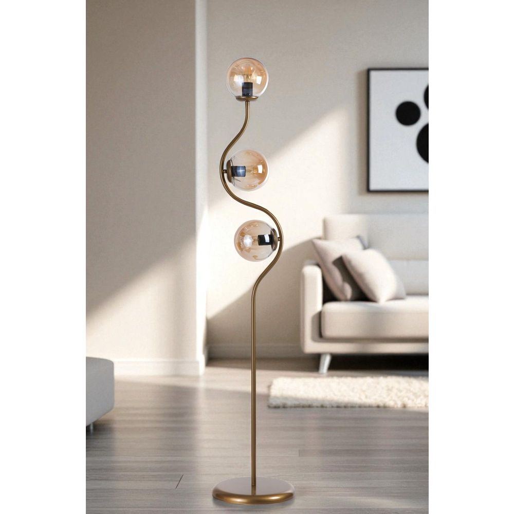 Opviq Podna lampa 961, med, zlatna slika 1