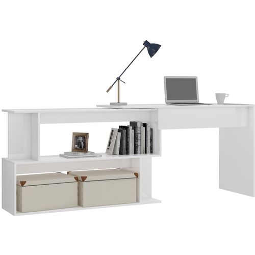 Kutni radni stol visoki sjaj bijeli 200 x 50 x 76 cm od iverice slika 39