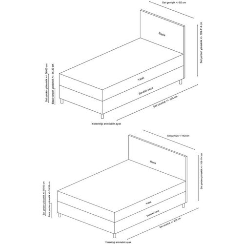 Woody Fashion Jednostrani okvir kreveta i uzglavlje, Vitalia 120 x 200 - Anthracite slika 5